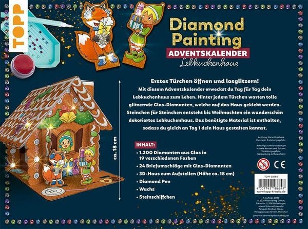 Produktbild: Diamond Painting Adventskalender Lebkuchenhaus. Mit Material und Werkzeug