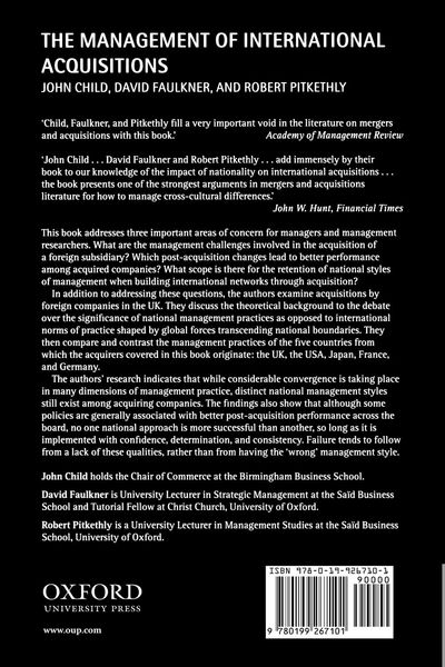 Produktbild: The Management of International Acquisitions
