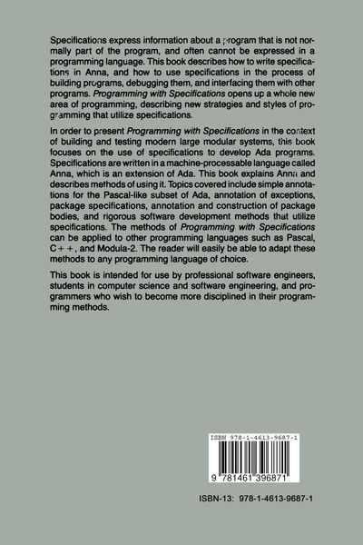 Produktbild: Programming with Specifications
