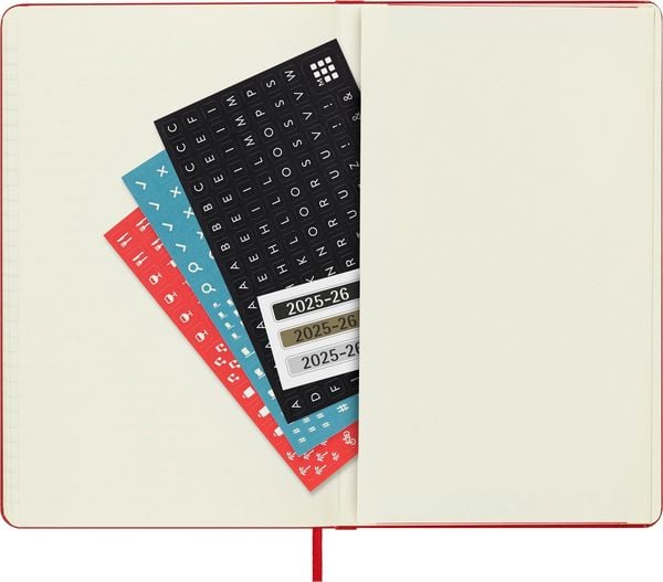 Produktbild: Moleskine 18 Monate Wochen Notizkalender 2025/2026, L/A5, 1 Wo = 1 Seite, Rechts linierte Seite, Fester Einband, Scharlachrot