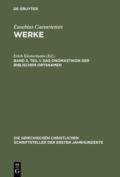 Produktbild: Das Onomastikon der biblischen Ortsnamen