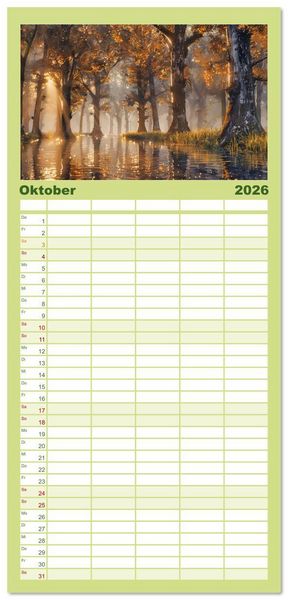 Produktbild: Familienplaner 2026 - Quelle des Lebens - Wasser und Landschaft mit 5 Spalten (Wandkalender, 21 x 45 cm) CALVENDO