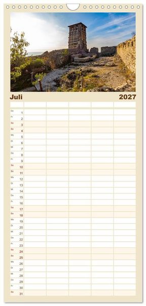 Produktbild: Familienplaner 2027 - Durr&euml;s und Kruja &ndash; Sch&auml;tze Albaniens mit 5 Spalten (Wandkalender, 21 x 45 cm) CALVENDO