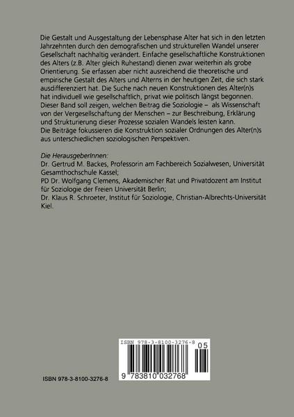 Produktbild: Zur Konstruktion sozialer Ordnungen des Alter(n)s