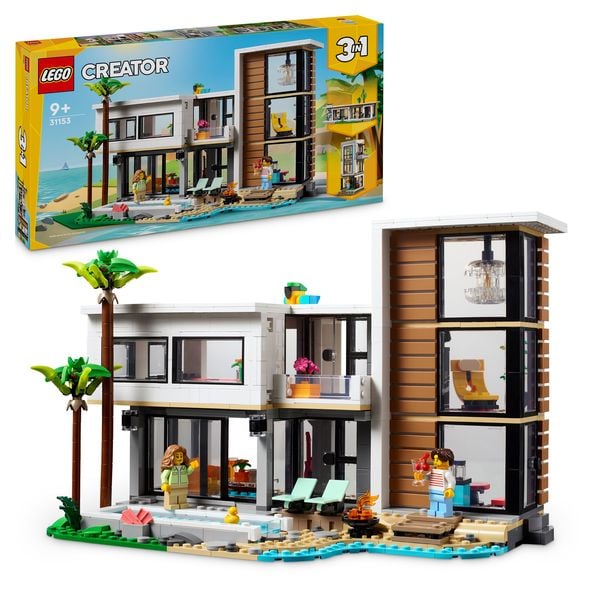 LEGO Creator Modernes Haus, 3-in-1-Set, Stadthaus oder Waldhütte 31153