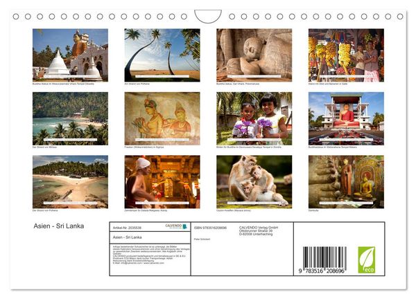 Produktbild: Asien - Sri Lanka (Wandkalender 2026 DIN A4 quer), CALVENDO Monatskalender