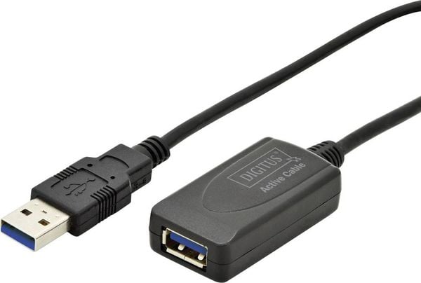 Digitus USB-Kabel USB 3.2 Gen1 (USB 3.0 / USB 3.1 Gen1) USB-A Stecker, USB-A Buchse 5.00 m Schwarz DA-73104