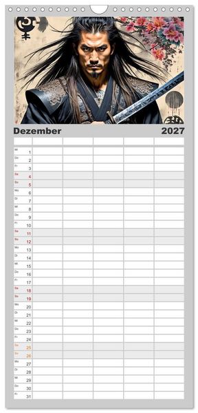 Produktbild: Familienplaner 2027 - Samurai - Asian Spirit mit 5 Spalten (Wandkalender, 21 x 45 cm) CALVENDO