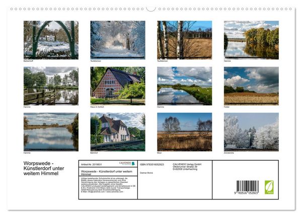 Produktbild: Worpswede - K&uuml;nstlerdorf unter weitem Himmel (hochwertiger Premium Wandkalender 2026 DIN A2 quer), Kunstdruck in Hochglanz