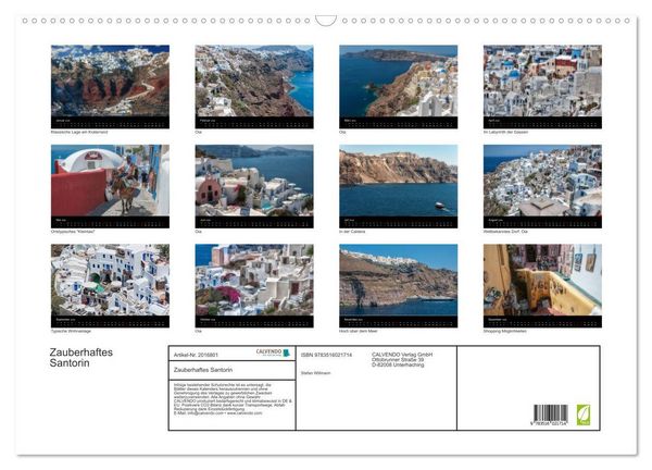 Produktbild: Zauberhaftes Santorin (Wandkalender 2026 DIN A2 quer), CALVENDO Monatskalender