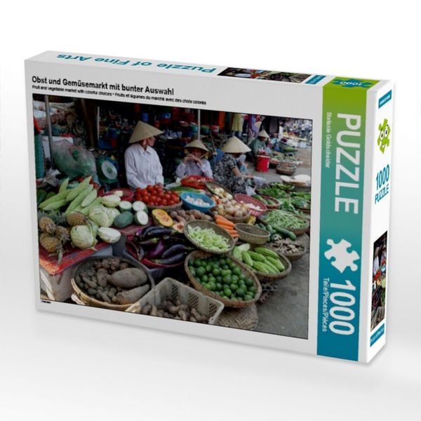 Produktbild: CALVENDO Puzzle Obst und Gem&uuml;semarkt mit bunter Auswahl | 1000 Teile Lege-Gr&ouml;&szlig;e 64x48cm Foto-Puzzle f&uuml;r gl&uuml;ckliche Stunden