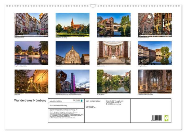 Produktbild: Wunderbares N&uuml;rnberg (Wandkalender 2026 DIN A2 quer), CALVENDO Monatskalender