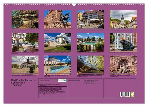 Produktbild: Bad Frankenhausen - Kyffh&auml;user in Th&uuml;ringen (Wandkalender 2027 DIN A2 quer), CALVENDO Monatskalender