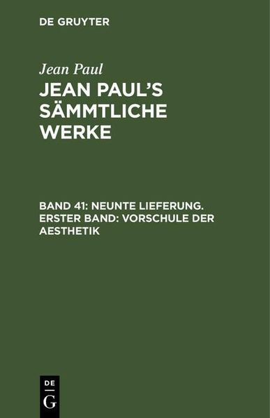 Produktbild: Neunte Lieferung. Erster Band: Vorschule der Aesthetik