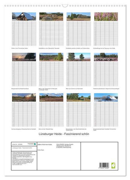 Produktbild: L&uuml;neburger Heide - Faszinierend sch&ouml;n (Wandkalender 2026 DIN A2 hoch), CALVENDO Monatskalender