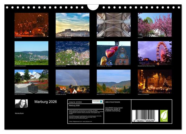 Produktbild: Marburg 2026 (Wandkalender 2026 DIN A4 quer), CALVENDO Monatskalender
