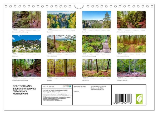Produktbild: DEUTSCHLAND, S&auml;chsische Schweiz Nationalpark, M&auml;rchenwald (Wandkalender 2026 DIN A4 quer), CALVENDO Monatskalender
