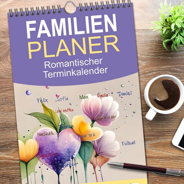 Produktbild: Familienplaner 2026 - Romantischer Terminkalender mit 5 Spalten (Wandkalender, 21 x 45 cm) CALVENDO