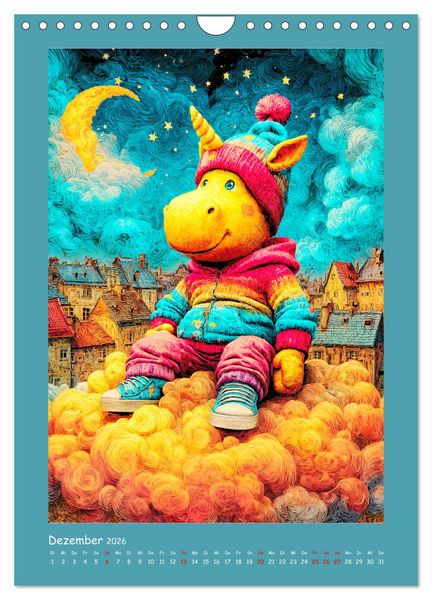 Produktbild: Unicorns. Niedliche Einh&ouml;rner in der Stadt (Wandkalender 2026 DIN A4 hoch), CALVENDO Monatskalender