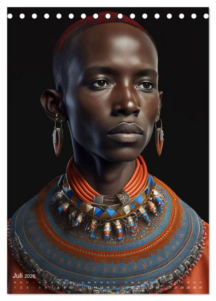 Produktbild: Inspiriert von den Massai, den stolzen Kriegern Afrikas (Tischkalender 2026 DIN A5 hoch), CALVENDO Monatskalender