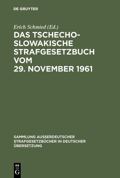 Produktbild: Das Tschechoslowakische Strafgesetzbuch vom 29. November 1961