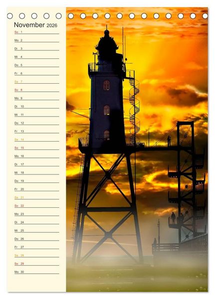 Produktbild: Deutsche Leuchtt&uuml;rme - maritimer Geburtstagsplaner (Tischkalender 2026 DIN A5 hoch), CALVENDO Monatskalender