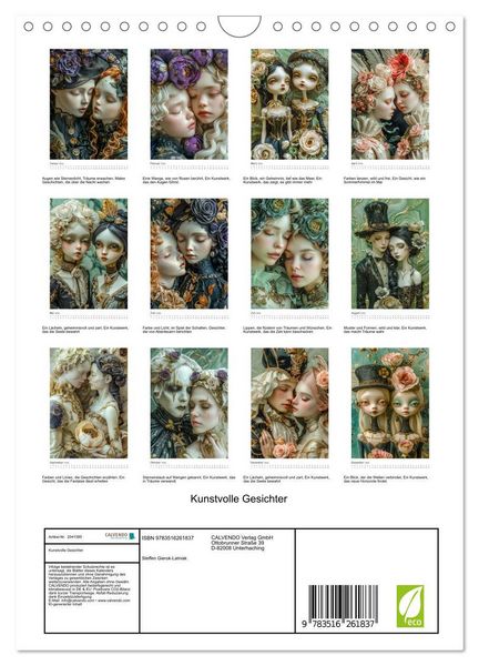 Produktbild: Kunstvolle Gesichter (Wandkalender 2026 DIN A4 hoch), CALVENDO Monatskalender