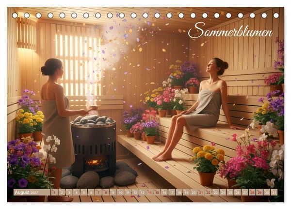 Produktbild: Sauna - Hitze, Duft, Genuss (Tischkalender 2027 DIN A5 quer), CALVENDO Monatskalender