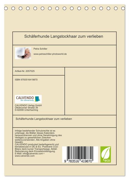 Produktbild: Sch&auml;ferhunde Langstockhaar zum verlieben (Tischkalender 2026 DIN A5 hoch), CALVENDO Monatskalender