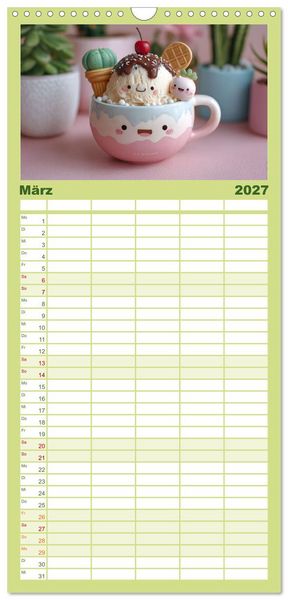 Produktbild: Familienplaner 2027 - Kawaii-Gl&uuml;cksmomente mit 5 Spalten (Wandkalender, 21 x 45 cm) CALVENDO