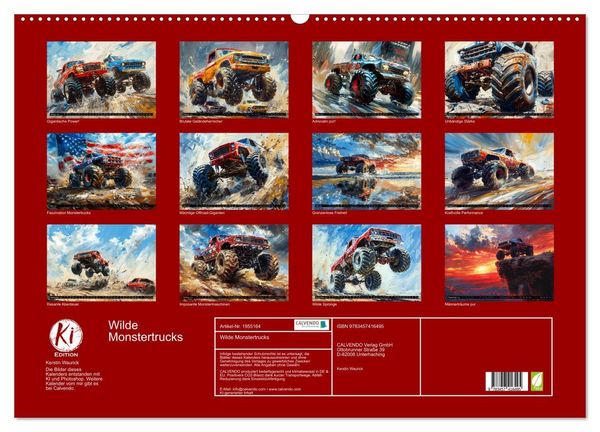 Produktbild: Wilde Monstertrucks (Wandkalender 2026 DIN A2 quer), CALVENDO Monatskalender