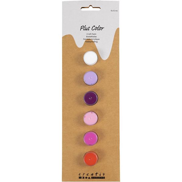 Produktbild: Creativ Company Hobbyfarbe Plus Color, Harmonie in Lila-Pink, 6x5 ml