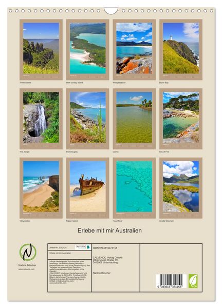 Produktbild: Erlebe mit mir Australien (Wandkalender 2026 DIN A3 hoch), CALVENDO Monatskalender