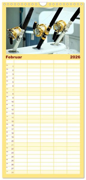 Produktbild: Familienplaner 2026 - Anglergl&uuml;ck - den Fisch am Haken mit 5 Spalten (Wandkalender, 21 x 45 cm) CALVENDO