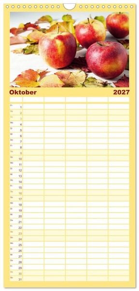 Produktbild: Familienplaner 2027 - Kulinarische Kompositionen mit 5 Spalten (Wandkalender, 21 x 45 cm) CALVENDO