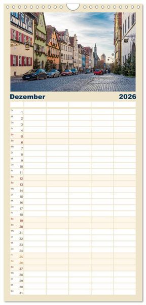 Produktbild: Familienplaner 2026 - Ein Spaziergang durch Rothenburg ob der Tauber mit 5 Spalten (Wandkalender, 21 x 45 cm) CALVENDO