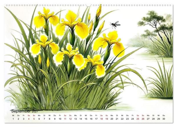 Produktbild: Bl&uuml;tentanz und Fl&uuml;gelschlag - Im Stile chinesischer Tuschmalerei (hochwertiger Premium Wandkalender 2027 DIN A2 quer), Kunstdruck in Hochglanz
