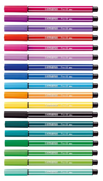 Produktbild: STABILO Premium-Filzstift -   Pen 68 Mini - 18er Pack - mit 18 verschiedenen Farben