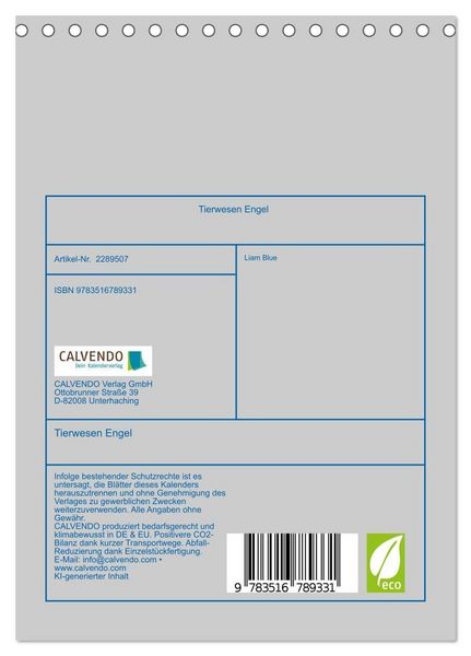 Produktbild: Tierwesen Engel (Tischkalender 2027 DIN A5 hoch), CALVENDO Monatskalender