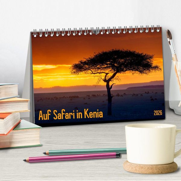 Produktbild: Auf Safari in Kenia 2026 (Tischkalender 2026 DIN A5 quer), CALVENDO Monatskalender
