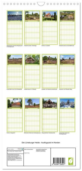 Produktbild: Familienplaner 2027 - Die L&uuml;neburger Heide - Ausflugsziel im Norden mit 5 Spalten (Wandkalender, 21 x 45 cm) CALVENDO