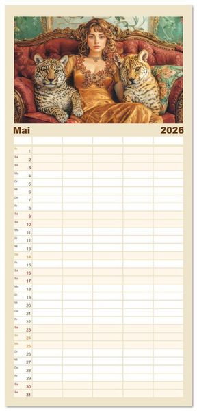 Produktbild: Familienplaner 2026 - Die Epoche Art Nouveau - Mit eleganter Mode mit 5 Spalten (Wandkalender, 21 x 45 cm) CALVENDO