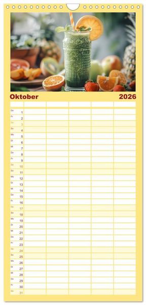 Produktbild: Familienplaner 2026 - Leckere Smoothies mit 5 Spalten (Wandkalender, 21 x 45 cm) CALVENDO