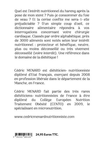 Produktbild: Dictionnaire alimentaire adapt&eacute; &agrave; la pose d'un stent cardiaque.