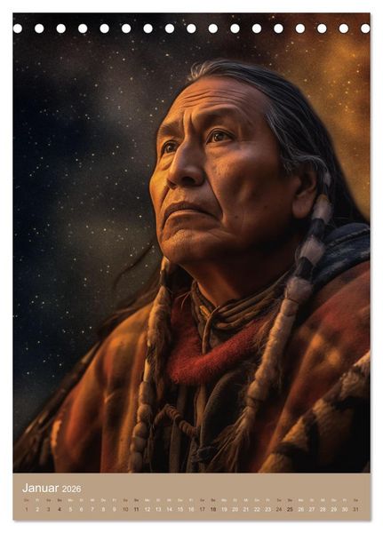 Produktbild: Schamanische Seelen: Mystische Indianerportraits (Tischkalender 2026 DIN A5 hoch), CALVENDO Monatskalender