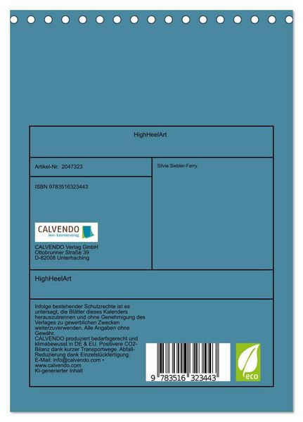 Produktbild: HighHeelArt (Tischkalender 2026 DIN A5 hoch), CALVENDO Monatskalender