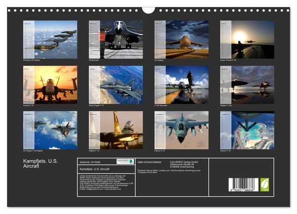 Produktbild: Kampfjets. U.S. Aircraft (Wandkalender 2026 DIN A3 quer), CALVENDO Monatskalender