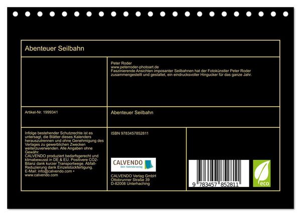Produktbild: Abenteuer Seilbahn (Tischkalender 2026 DIN A5 quer), CALVENDO Monatskalender