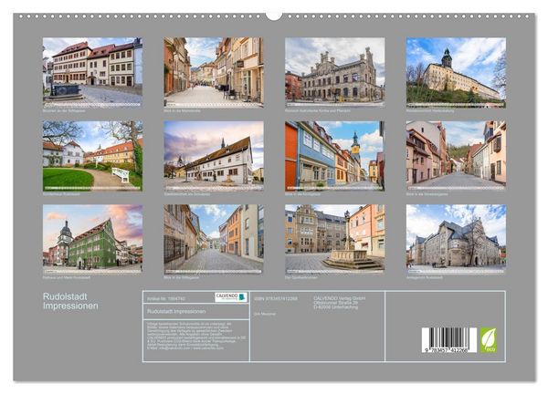 Produktbild: Rudolstadt Impressionen (hochwertiger Premium Wandkalender 2026 DIN A2 quer), Kunstdruck in Hochglanz