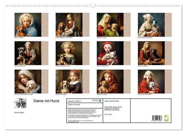 Produktbild: Dame mit Hund (Wandkalender 2026 DIN A2 quer), CALVENDO Monatskalender
